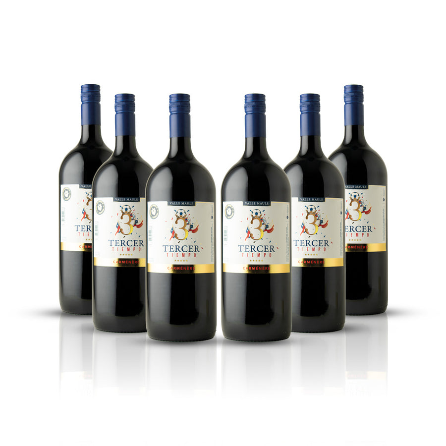 Tercer Tiempo, Carmenere, Botellón 1.5L, 6 unidades