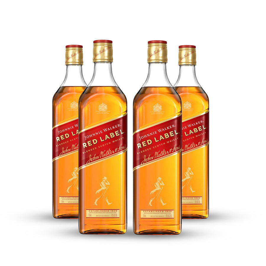 JOHNNIE WALKER RED LABEL, WHISKY 40°, 750CC, PACK 4 UNIDADES